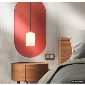 Globo Rowena Hängeleuchte mit braunem Holz-Glasschirm, E27, Ø 15 cm, Länge 120 cm, IP20