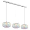 Globo Juana 3-flammige Esstisch-Hängeleuchte, 90 cm, chrom, transparent, Muscheloptik