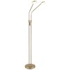 Globo Silvio 2-flammige LED Stehlampe 173 cm, Messing, weiße Acrylglasschirme, IP20
