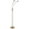Globo Silvio 2-flammige LED Stehlampe 173 cm, Messing, weiße Acrylglasschirme, IP20