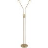 Globo Silvio 2-flammige LED Stehlampe 173 cm, Messing, weiße Acrylglasschirme, IP20