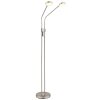 Globo Silvio LED Stehlampe 2-flammig nickel-matt mit weißen Acrylglasschirmen