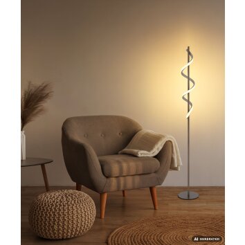 Globo Spiro LED braune Wohnzimmer-Stehlampe Lichtspirale, modern, 140 cm, 3000 K, 1400 lm, 12 W, IP20