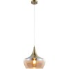 NOWA Arola Messing Pendelleuchte mit bernsteinfarbenem Glasschirm ø 30 cm Länge 150 cm