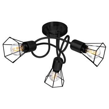 NOWA Toni Deckenleuchte Deckenlampe modern 3-flammig E14 Metallkäfig Ø 44 cm