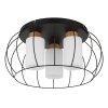 Globo Rowena Industrial Deckenleuchte rund Ø 50 cm 3-flammig mit braunen Glasschirmen