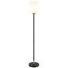 Globo Rowena Stehlampe Stehleuchte modern mit braunem Glasschirm E27 60 Watt Eichenholz