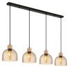 Globo Swanson 4-flammige Hängeleuchte für Esszimmer aus Holz, Metall und Glas