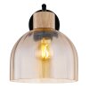 Globo Swanson braune Holz-Glas-Wandleuchte mit bernsteinfarbenem Glasschirm, E27