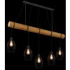 Globo Berti 5-flammige Holzbalken-Hängeleuchte für Esstisch E27 Industrial, 140 cm