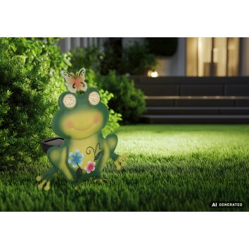 Globo FLAUGI Solar-Gartenfigur Frosch mit Krone für Außenbereich LED IP44