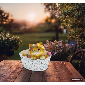 Globo Kotir LED Akku-Solarleuchte Fuchs im Blumenkorb für Außenbereich IP44