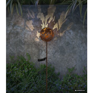 Globo AURALIE LED Solarleuchte für Außenbereich, Gartenleuchte rostfarben IP44