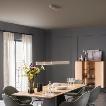 Schöner Wohnen-Kollektion Adriana Round sandfarbene LED Esstisch-Pendelleuchte Länge 160 cm