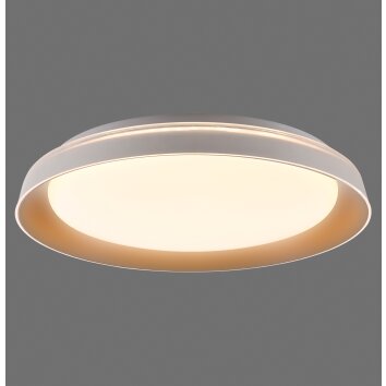 Leuchten Direkt, flache moderne LED Deckenleuchte SATI mit Memoryfunktion in Messing