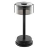 Brilliant LED Tischleuchte Razor mit schwarzem Zylinderglasschirm, 2700 Kelvin warmweiß