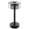 Brilliant LED Tischleuchte Razor mit schwarzem Zylinderglasschirm, 2700 Kelvin warmweiß