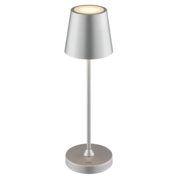 Brilliant Tischleuchte Elora, LED, konischer Silberschirm, 2700 Kelvin warmweiß, dimmbar