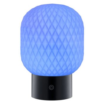 Brilliant LED Tischleuchte Sarastro, weißer Rautenschirm, RGB, 2700 Kelvin warmweiß