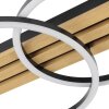 Brilliant LED Deckenleuchte Calma mit 2 Ringen auf dunklen Holzleisten, 3000 Kelvin warmweiß