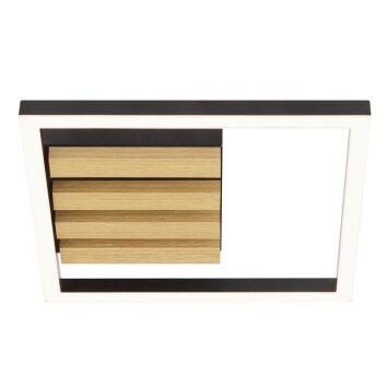Brilliant LED Flur-Deckenleuchte Calma mit dunklen Holzlamellen, 3000 Kelvin warmweiß
