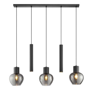 Brilliant Pendelleuchte Ligari mit 3 rauchfarbenen Glasschirmen, Länge 23 cm