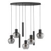 Brilliant moderne Cluster-Pendelleuchte Ligari mit 5 rauchfarbenen Glasschirmen