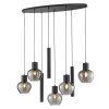 Brilliant moderne Cluster-Pendelleuchte Ligari mit 5 rauchfarbenen Glasschirmen