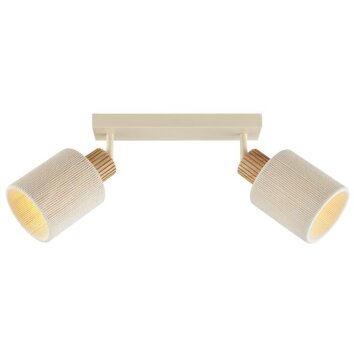 Brilliant Leuchten Doppel-Deckenspot Arlo mit 2 beigen Stoffschirmen im Boho-Design