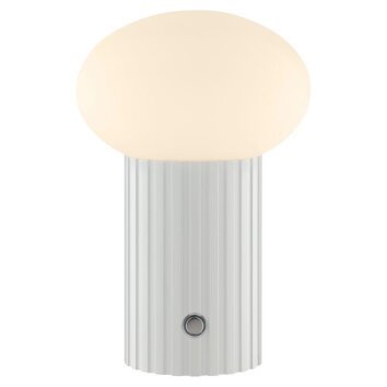 Brilliant LED Tischleuchte Venti, Riffelzylinder, weißer Glasschirm, 3000 Kelvin warmweiß