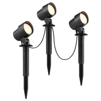 Brilliant LED Erdspießstrahler Kamara, warmweiße LED 3000 Kelvin, schwarze Schirme