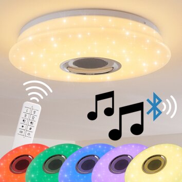 Hemlo Deckenleuchte LED Weiß, 1-flammig, Fernbedienung, Farbwechsler