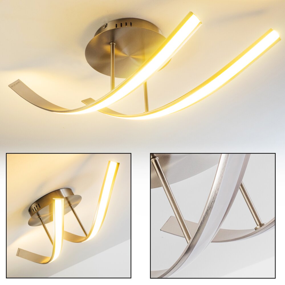 Aranu Deckenleuchte LED Edelstahl, Nickel-Matt, 2-flammig main product photo