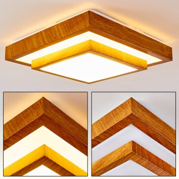 Sora Wood Deckenleuchte LED Holz hell, Weiß, 1-flammig