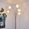 Alsen Bogenstehlampe Nickel-Matt, 5-flammig, Stoffschirm