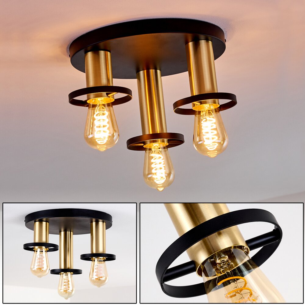 Alvesta Deckenleuchte Gold, Messing, Schwarz, 3-flammig main product photo