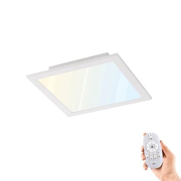Leuchten Direkt FLAT Deckenpanel LED Weiß, 1-flammig, Fernbedienung