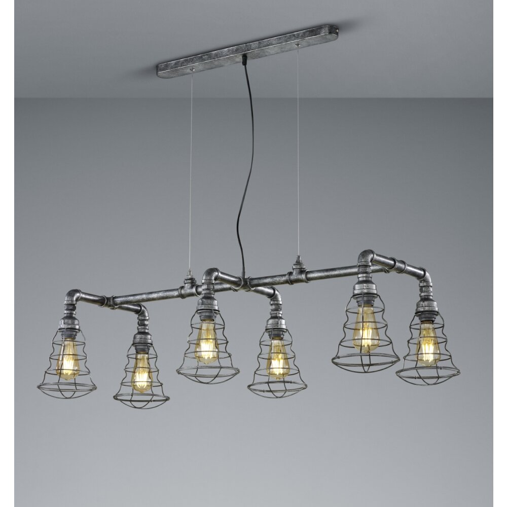 Trio Leuchten GOTHAM Hängeleuchte Dunkelbraun, Silber, 6-flammig main product photo