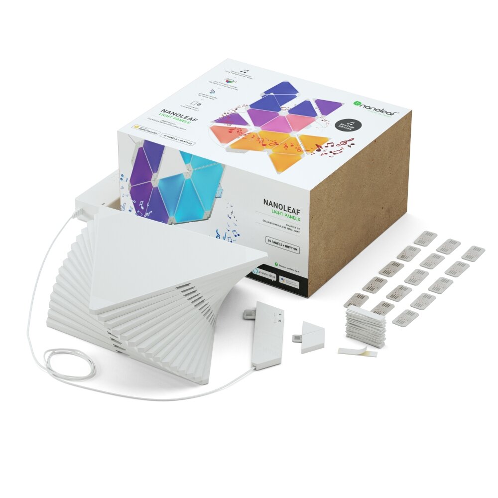 nanoleaf Rhythm Starter Kit Wandleuchte 15er-Pack LED Weiß, 1-flammig, Fernbedienung, Farbwechsler