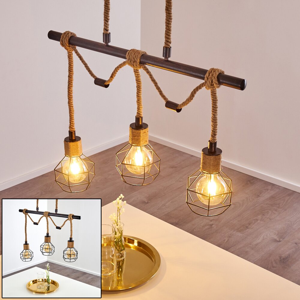 Bangui Pendelleuchte Braun, Schwarz, 3-flammig main product photo