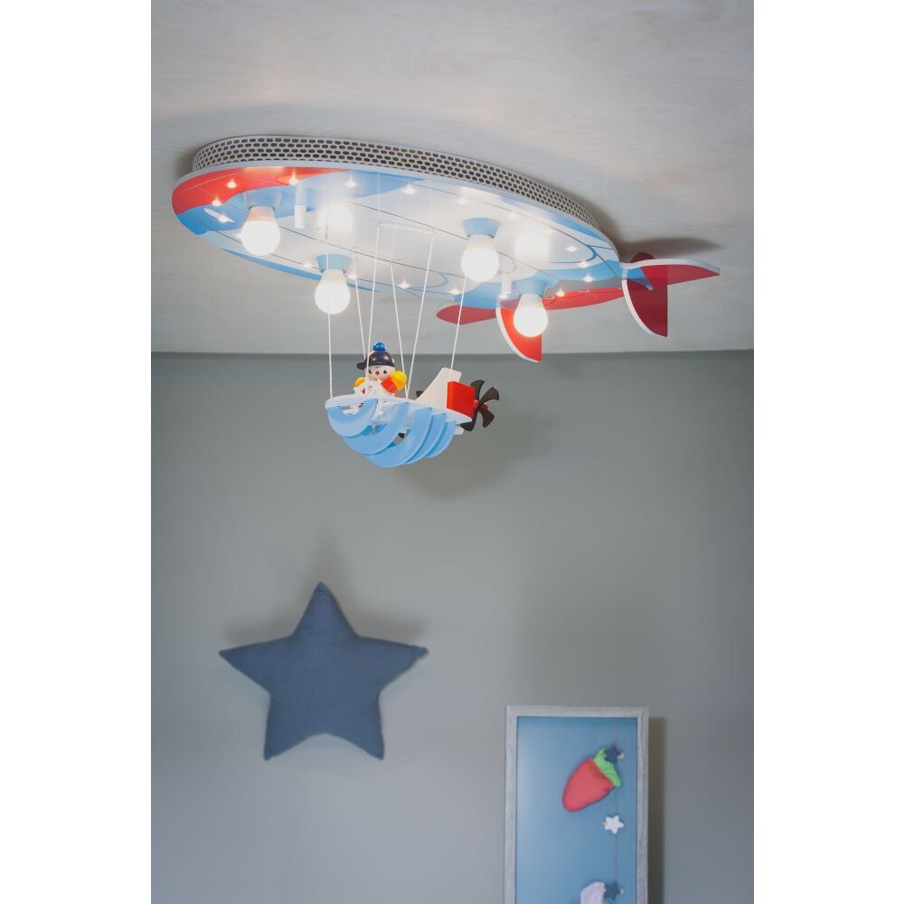 Elobra LUFTSCHIFF Deckenleuchte Blau, Rot, 4-flammig main product photo