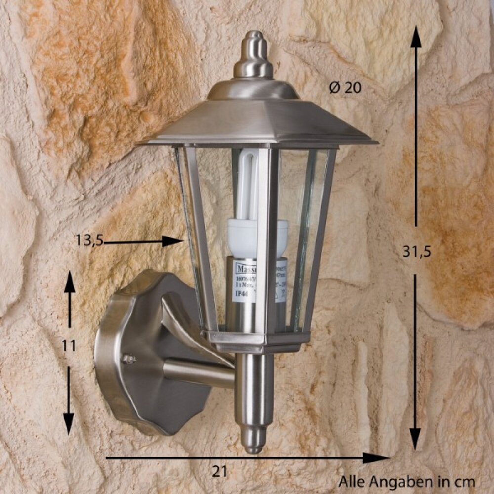 Moskau Außenwandleuchte Edelstahl, Transparent, Klar, 1-flammig main product photo