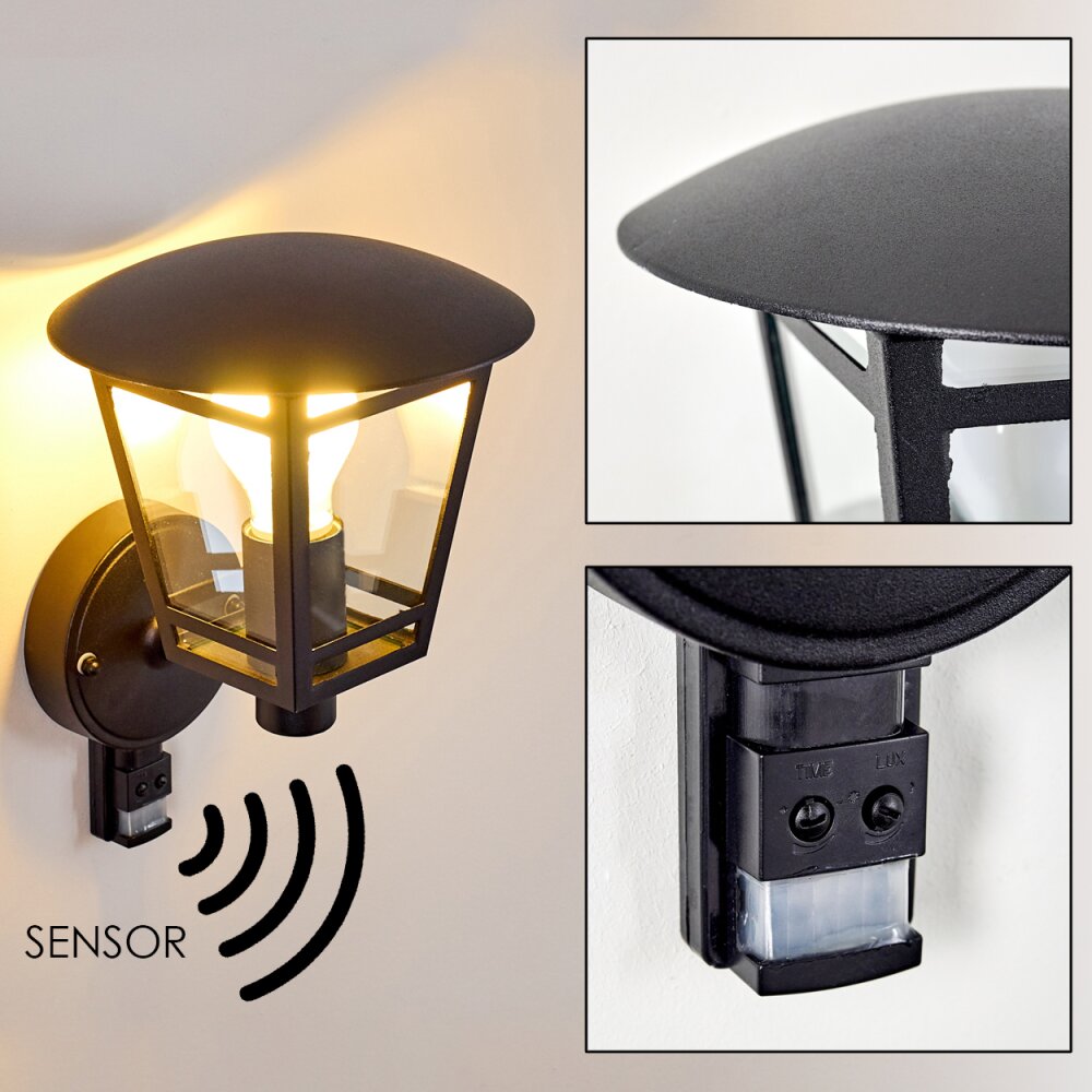 Siera Außenwandleuchte Schwarz, 1-flammig, Bewegungsmelder main product photo