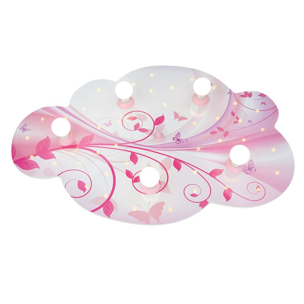 Elobra WOLKE BLUME-PHANTASIE Wand-/Deckenleuchte Pink, Weiß, 5-flammig main product photo