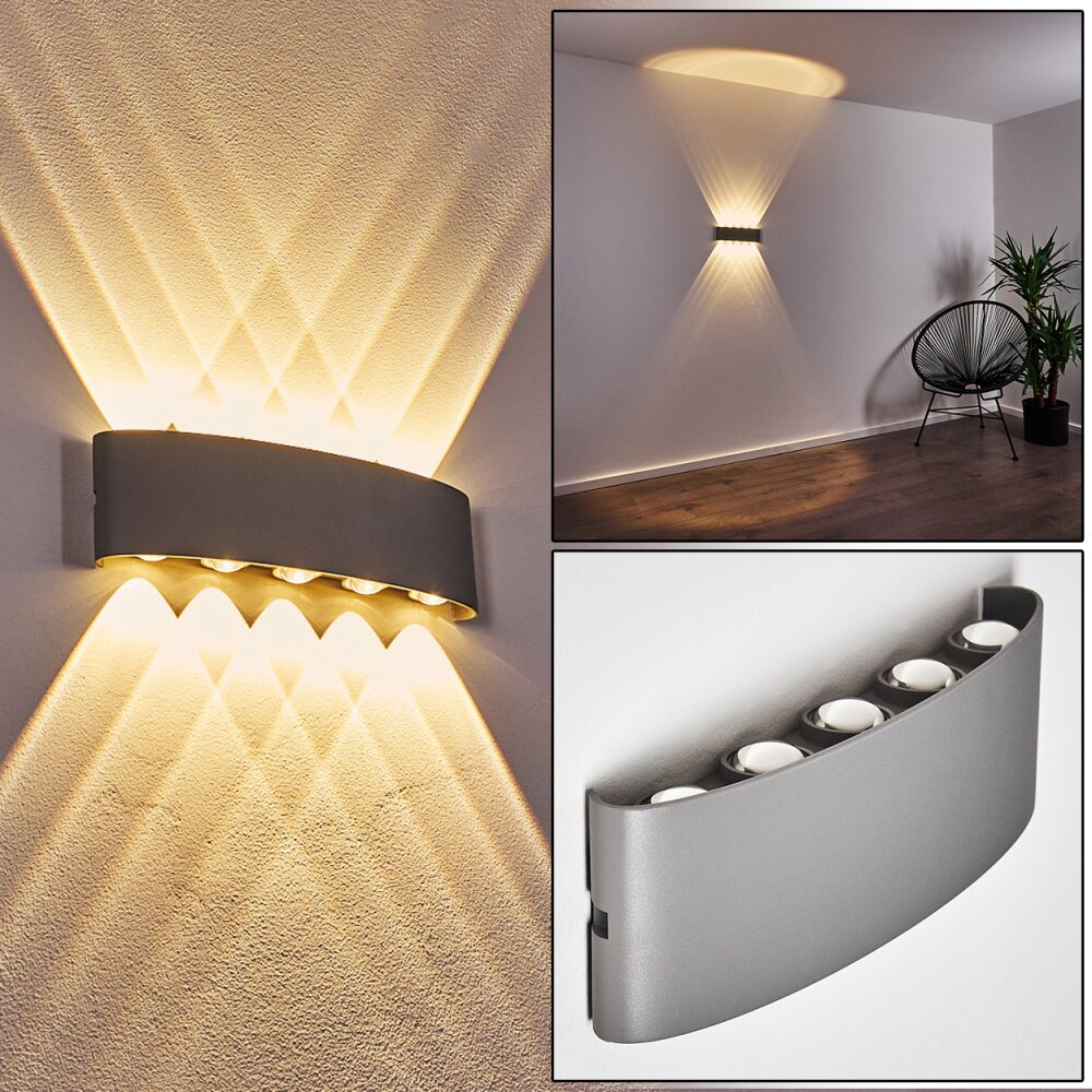 Abaiang Aussenwandleuchte LED Silber, 10-flammig main product photo