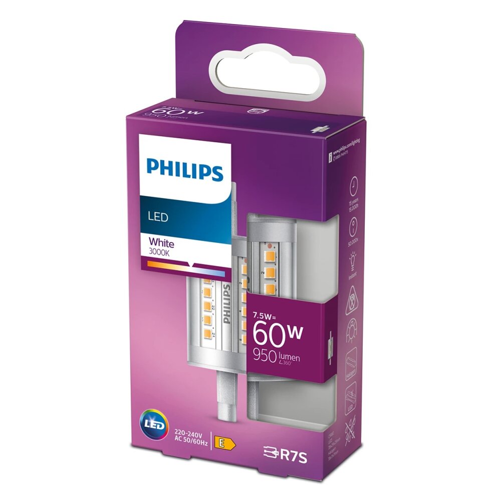 Philips LED R7S kurz 7,5 Watt 3000 Kelvin 950 Lumen main product photo