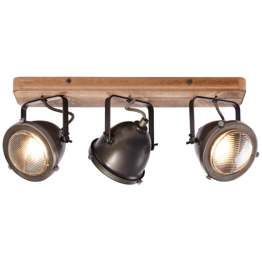 Brilliant Carmen Wood Spotbalken Edelstahl, 3-flammig main product photo