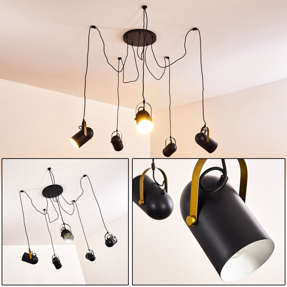 Riex Hängeleuchte Schwarz-Gold, 5-flammig main product photo