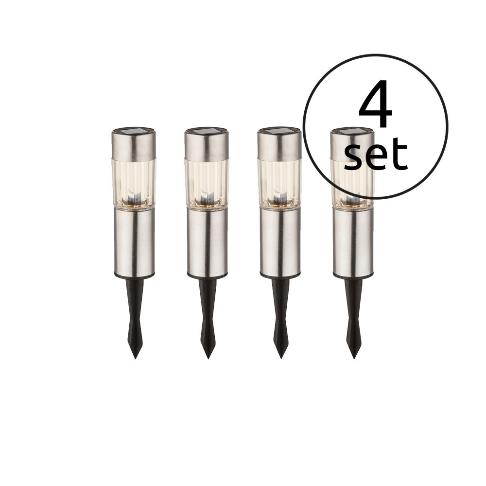Globo Solar 4er Set Wegeleuchten LED Edelstahl, 4-flammig main product photo