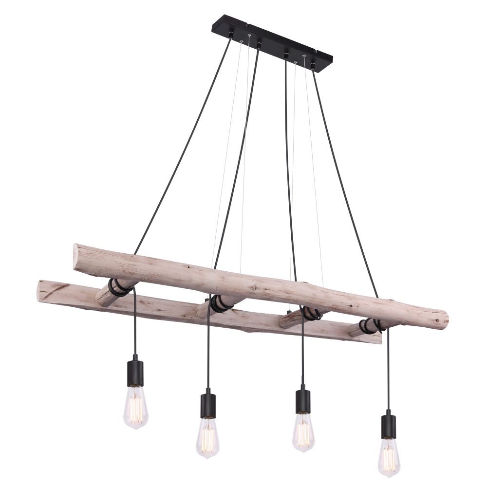 Globo IRMGARD Hängeleuchte Holz hell, Schwarz, 4-flammig main product photo